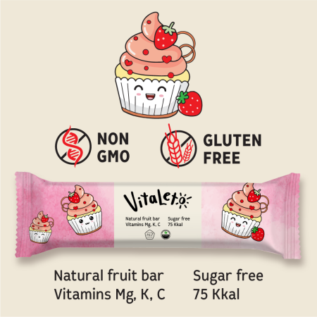 Батончик фруктово-злаковый VitaLeto "Клубничный десерт", 6 шт. х 30 г